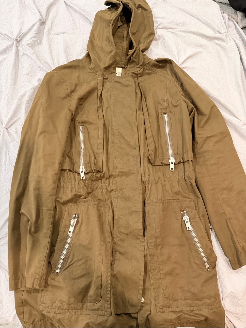 Garage women Hooded Field Jacket in Khaki Brown